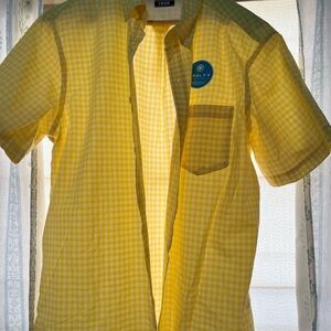 IZOD Yellow Gingham S/S Men's Shirt - L - NWT